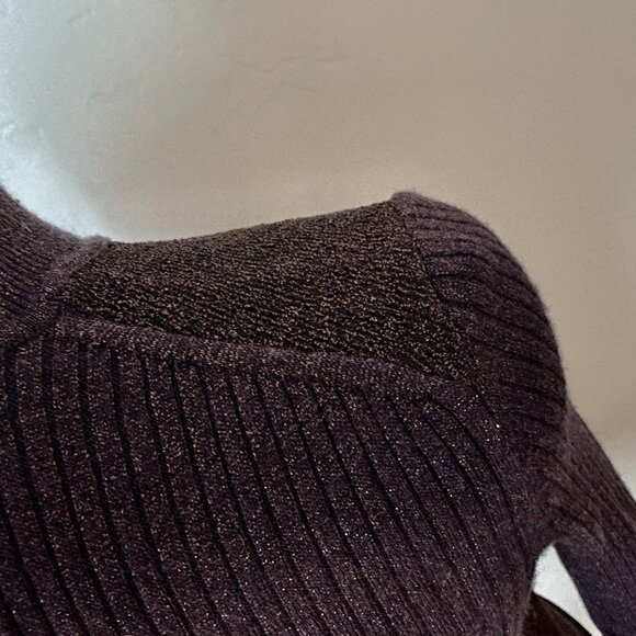 TORY BURCH Lindley Metallic Wool Blend Sweater Top Zip Back Stretch Knit Size XS - Picture 10 of 12